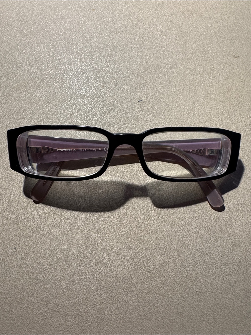 Prada - Black Frame Reading Glasses with Lavender Arms - Women Accessories